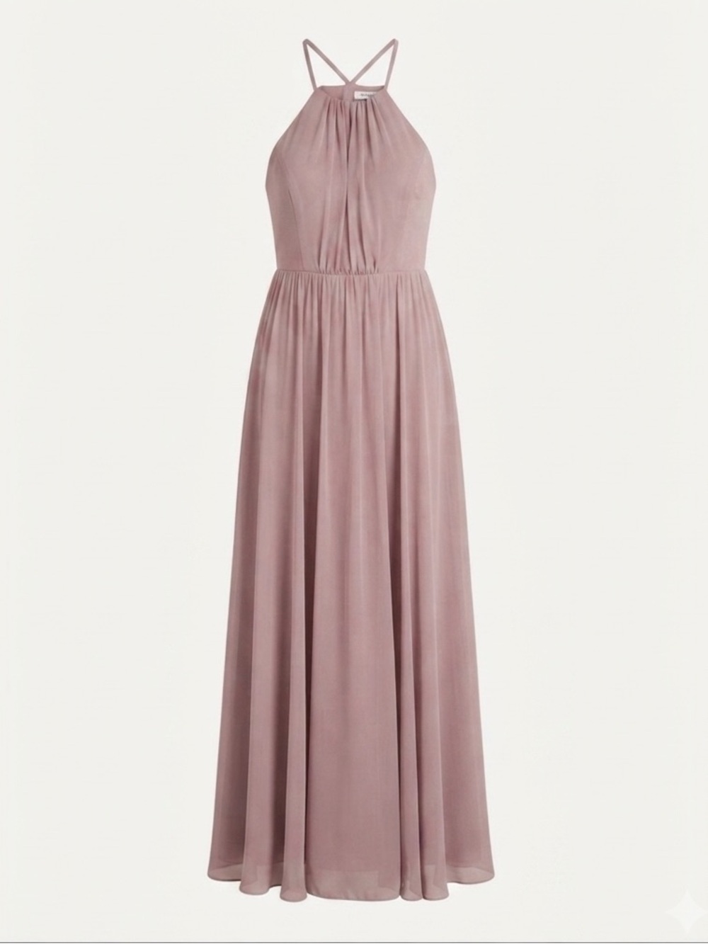 Azazie Halter Chiffon Maxi Bridesmaid Dress Dusty Rose Mauve Formal Gown 4A